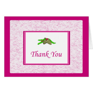 Pine Cône Carte de remerciements Avec Bordure Rose