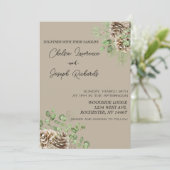 Pine Cone en Greenery bruiloft uitnodiging (Staand voorkant)