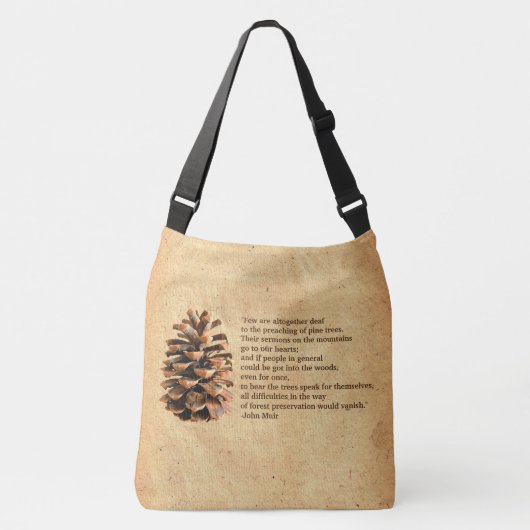 Pine Cone en John Muir Quote Crossbody Tas (Voorkant)
