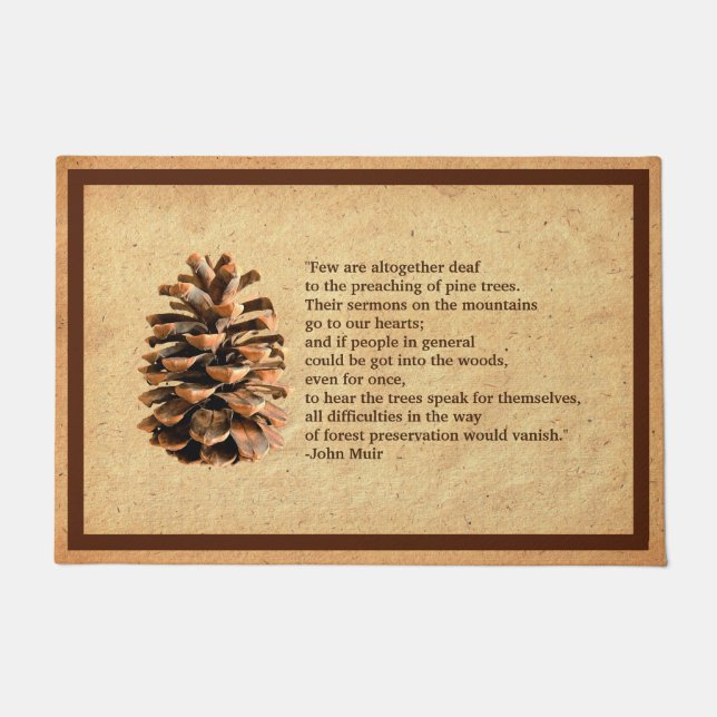 Pine Cone en John Muir Quote Deurmat (Voorkant)