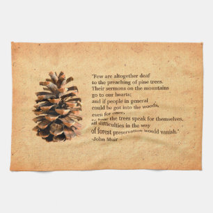 Pine Cone en John Muir Quote Theedoek
