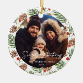 Pine Cone Famille Vacances Ornement Photo (Devant)
