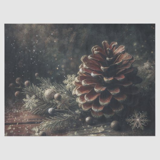 Pine Cone Festive Winter Art Tissuepapier (Voorkant)