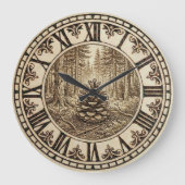 Pine Cone Forest Wall Clock  Grote Klok (Voorkant)