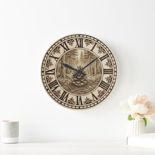 Pine Cone Forest Wall Clock  Grote Klok (Huis)