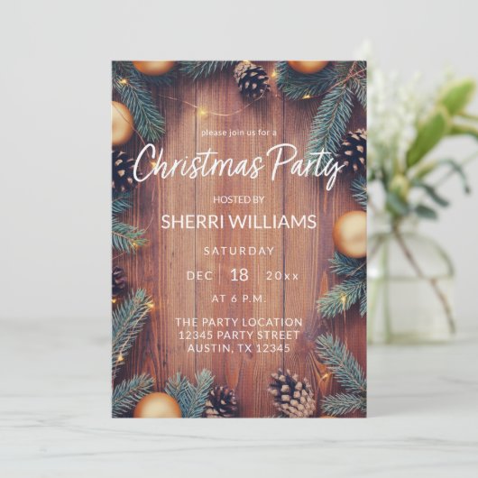 Pine Cone & Gold Ornament Rustige kerstfeestdag Kaart (Staand voorkant)