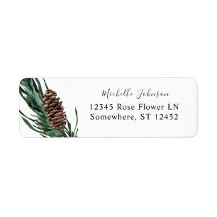 Pine Cone & Greenery Return Address Label