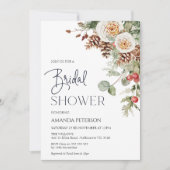 Pine Cone hiver Floral Bridal Showboat Invitation (Devant)