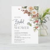 Pine Cone hiver Floral Bridal Showboat Invitation (Debout devant)