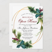 Pine Cone Holly Lijst Kerstfeestdag OPEN HUUSE Kaart (Voorkant / Achterkant)