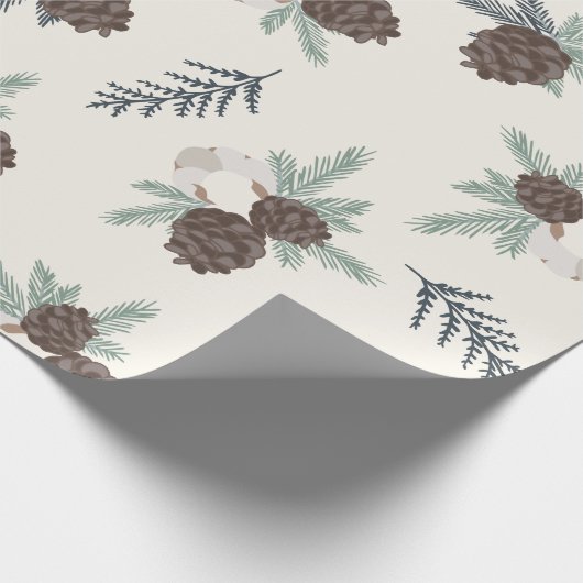 Pine Cone Kerstfeestdag Greenery Cadeaupapier (Hoek)