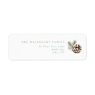 Pine Cone & Leaves Family Retouradres Etiket