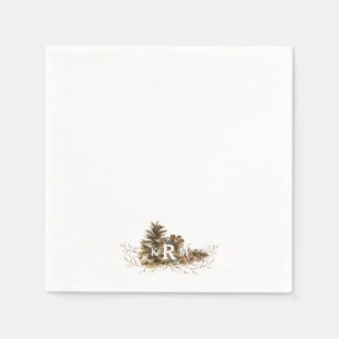 Pine Cone Monogram Cocktail Servet
