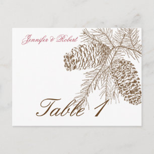 Pine Cone Nature Mariage Numéro de table
