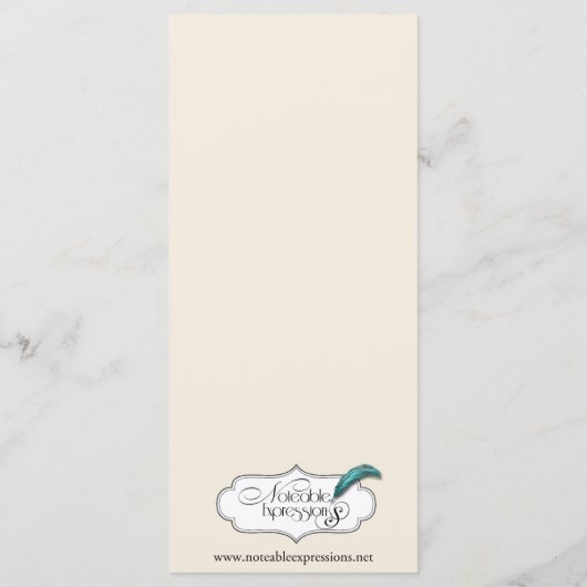 Pine Cone Nature sur Crème Menu Mariage (Dos)