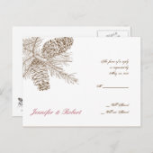 Pine Cone Nature Wedding Carte postale RSVP (Devant / Derrière)