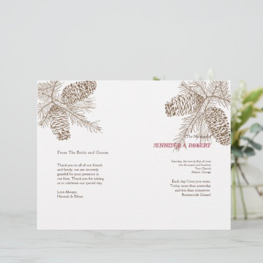 Pine Cone Nature Wedding Programme (Debout devant)
