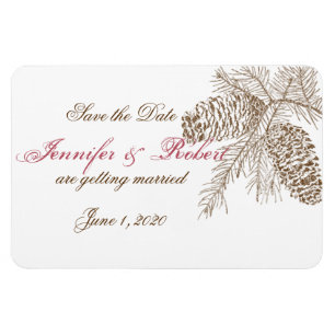 Pine Cone Natuur Bruiloft Save the Date Magneet