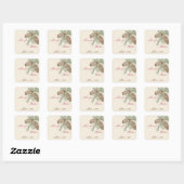 Pine Cone Natuur op Cream Wedding Envelope Seal Vierkante Sticker (Vel)