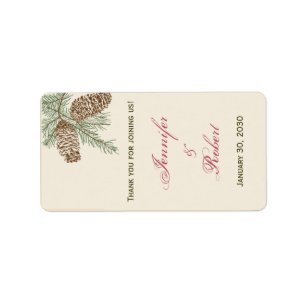 Pine Cone Natuur op Cream Wedding Lip Balm Sticker
