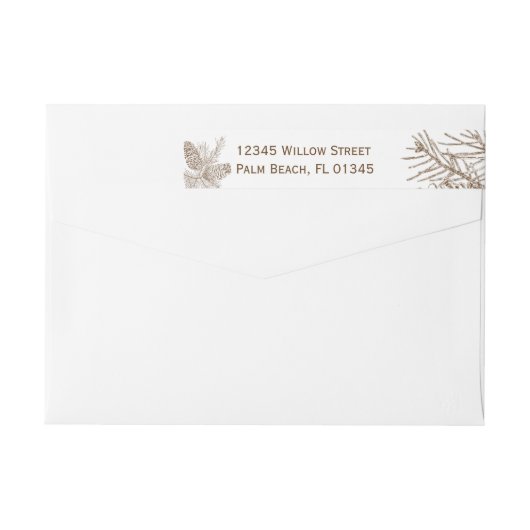 Pine Cone Natuur Weddenschap Wrap rond label (Achterkant)