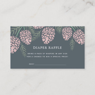 Pine Cone Navy Baby shower Diaper Raffle Ticket Informatiekaartje