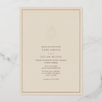Pine Cône off White Mariage Foil Invitation