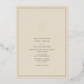Pine Cône off White Mariage Foil Invitation (Recto)
