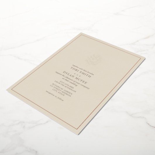 Pine Cône off White Mariage Foil Invitation (Rotation)