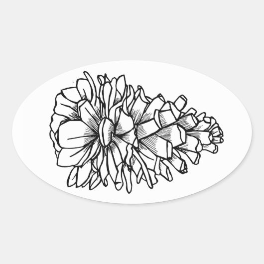 Pine Cone Ovale Sticker (Voorkant)