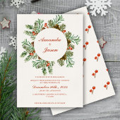 Pine Cone Red Berries Noël faire-part de mariage