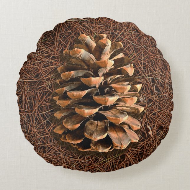 Pine Cone Rond Kussen (Voorkant)