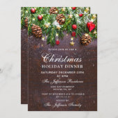 Pine Cone Rustic Holiday Kerstkerkerkerkerdag DINN Kaart (Voorkant / Achterkant)