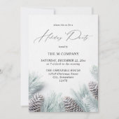 Pine Cone & Snow Holiday Party Kaart (Voorkant)