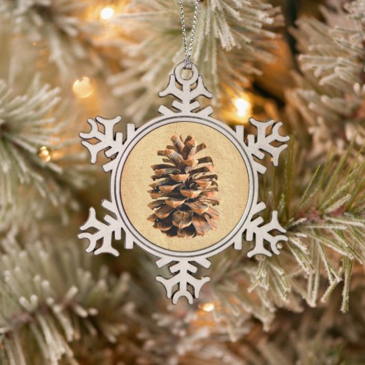 Pine Cone Tin Sneeuwvlok Ornament (Boom)
