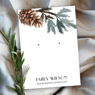 PINE CONE TREE BRANCH FOREST STUD EARRING DISPLAY VISITEKAARTJE