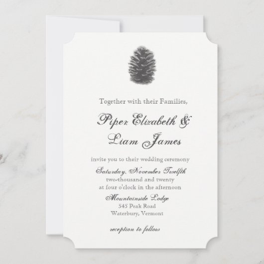 Pine cone Wedding Uitnodiging (Voorkant)