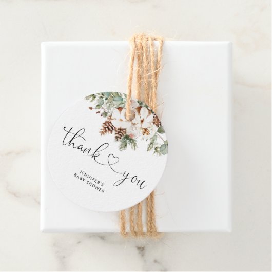 Pine cone winter Evergreen dank u Bedankjes Labels (In situ)