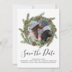 Pine Cone Wreath De foto bewaart de Datum Save The Date