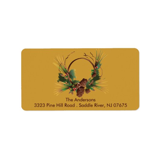 Pine Cone Wreath Return Adres Label (Voorkant)