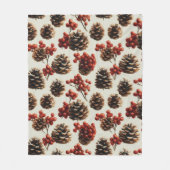 Pine Cones and Red Berries Winter Pattern Fleece Deken (Voorkant)