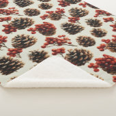 Pine Cones and Red Berries Winter Pattern Sherpa Deken (3/4)