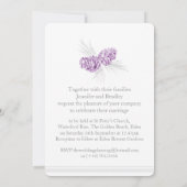 Pine cônes art violet gris invitation de mariage (Dos)