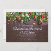 Pine Cones Branch Rustic Holiday Kerstmis Brunch Kaart (Voorkant)