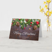 Pine Cones Branch Rustic Kerstfeestdag Kaart (Gele Bloem)