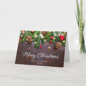 Pine Cones Branch Rustic Kerstfeestdag Kaart (Voorkant)