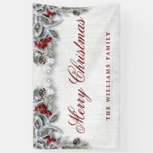 Pine Cones Branch Rustic Wood Kerst Spandoek (Verticaal)