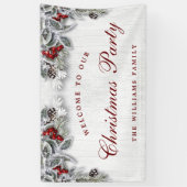 Pine Cones Branch Rustic Wood Kerst Spandoek (Verticaal)