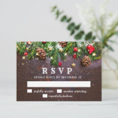 Pine Cones Branche Russe Vacances Carte RSVP (Debout devant)