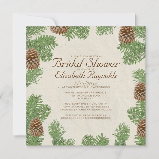 Pine Cones Bridal Shower Invitations Kaart (Voorkant)